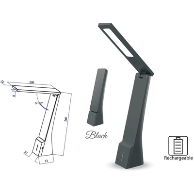 V-tac - LEDLUX JF1013 Lampada Led Da Tavola Ricaricabile Portatile 4W Dimmerabile In 3 Intensita Colore Nero SKU-8500