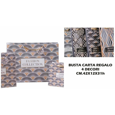 BUSTA REGALO CARTA CM.42X12X31h 4 DECORI - BIGHOUSE IT
