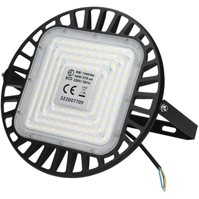 ECD Germany 100W LED Lampada Industriale UFO a LED 100W - bianco freddo 6000K - 10000 lumen - ? 27,5 cm - in alluminio - IP65 impermeabile - Lampa