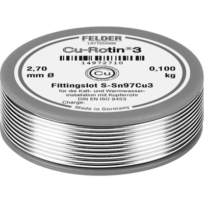 Felder Löttechnik Cu-Rotin® 3 Stagno senza piombo Bobina Sn97Cu3 0.100 kg 2.7 mm