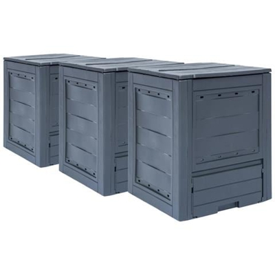 Compostiere Per Giardino 3 Pz Grigio 60x60x73 Cm 780 L