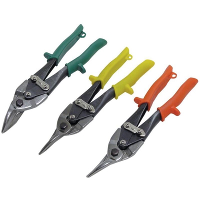 DRC - Set 3 Forbici Cesoia Per Lamiera Ataglio Dritto Destro Sinistro Lame In Acciaio