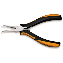 Pinza Per Elettronica A Becchi Mezzotondi Lunghi Lisci Rastremati Piegati Impugnatura Bimateriale - BETA en oferta