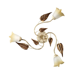 ONLI - Plafoniera in metallo avorio spennellato oro e foglie color bronzo. 3 luci precio