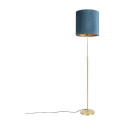 QAZQA Lampada da terra con paralume parte fl - Classico - Tessuto,Acciaio - Blu/Oro/Ottone - Cilindro/Oblungo/Tondo Max. 1 x Watt precio