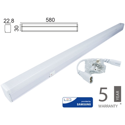 V-tac - Plafoniera Tubo Led T5 60cm 7W Freddo 6400K Lineare Raccordabile Allungabile Chip Smd Samsung SKU-694