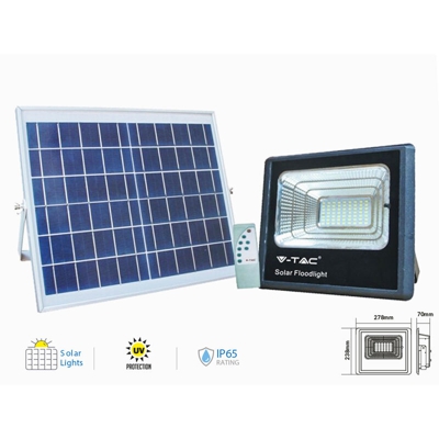 Faro Led Flood Light Con Pannello Solare 60W Freddo 6000K IP65 Telecomando Incluso SKU-94010 - V-TAC