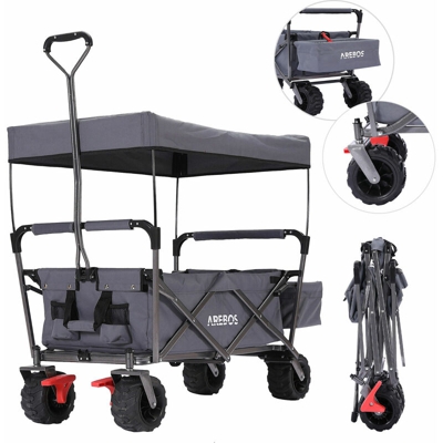 Carrello da trasporto Bollard Pieghevole con tetto Carrello manual Grigio - Arebos