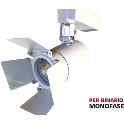 Faro Lampada Led A Binario 30W Bianco Neutro Carcassa Bianca Mono Fase Luce Stretto 24 Gradi Con Riflettore Regolabile - LEDLUX