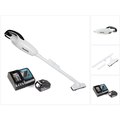 Makita DCL 180 RG1 W Aspirapolvere a batteria bianco 18V + 1x Batteria 6,0 Ah + Caricatore DC 18 RC