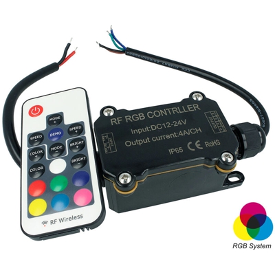 LEDLUX CL7014 Centralina Led RGB Controller Impermeabile IP65 Telecomando RF Wireless 12V 24V 4AX3 RF163