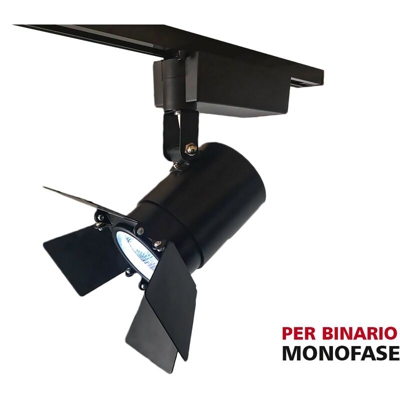 LEDLUX CB3018C Faro Lampada Led A Binario 30W Bianco Caldo Carcassa Nera Mono Fase Angolo 24 Gradi Con Riflettore Regolabile