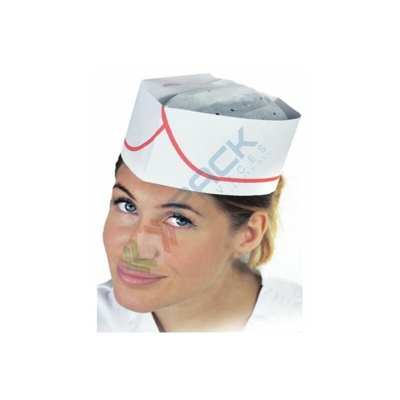 Bericah - Cappello monouso in carta, a bustina, colore bianco/rosso, conf. 100 pz