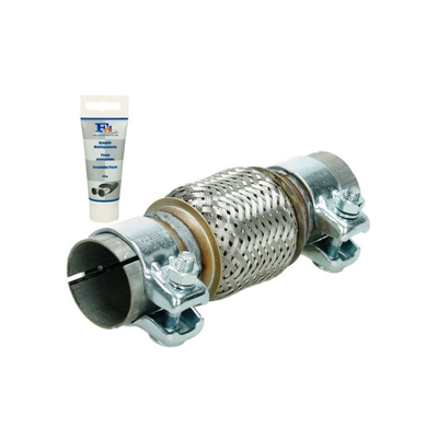 Tubo flessibile scarico acciaio inox universale 50x100 mm con 2 morsetti + pasta - ECD GERMANY