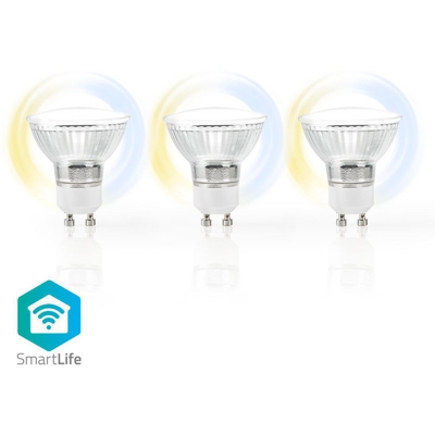 3x GU10 LAMPADINA LED SMART WIFI 4.5W SMARTPHONE ALEXA GOOGLE A+ BIANCO CALDO FREDDO DIMMER - NEDIS