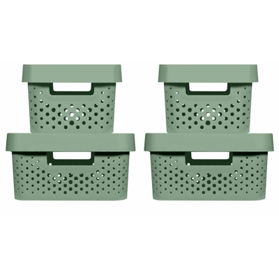 Set Contenitori con Coperchio Infinity 4 pz 4,5L+11L Verde - Curver