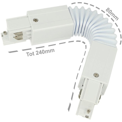 LEDLUX CB40155 Connettore Giunto Curvabile Forma L Colore Bianco Per Barra Sistema Binario Trifase CB40103