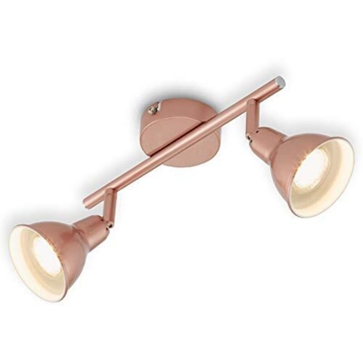 PRISMA - Plafoniera con 2 faretti a LED girevoli e orientabili, in rame, GU10, 3 W