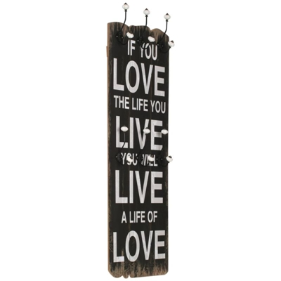 Vidaxl - Appendiabiti da Parete con 6 Ganci LOVE LIVE 120x40 cm