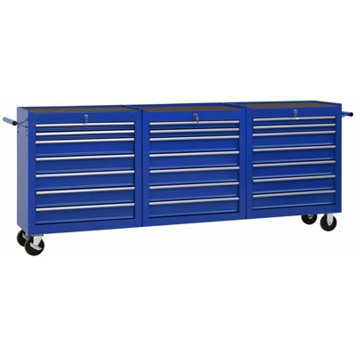 Vidaxl - Carrello Portautensili con 21 Cassetti in Acciaio Blu