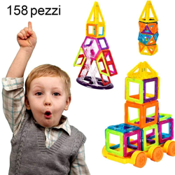 Costway - 158 Set di Blocchi Magnetici, Giocattoli Magnetici Giocattoli Educativi per Bambini en oferta