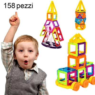 Costway - 158 Set di Blocchi Magnetici, Giocattoli Magnetici Giocattoli Educativi per Bambini