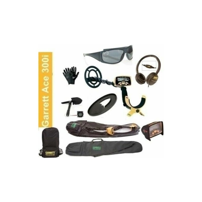 Metal detector garrett ace 300i con cuffie pala guanti sacca zaino occhiali