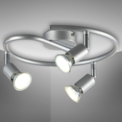 B.k.licht - Plafoniera con faretti LED da soffitto orientabili, luce calda, include 3 lampadine GU10 da 3W, lampada moderna da soffitto per cucina, características