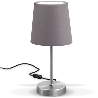 B.k.licht - Lampada da comodino, Lampada da tavolo con paralume in tessuto grigio, adatta per lampadina E14 non inclusa max 25W, altezza 30.8cm,