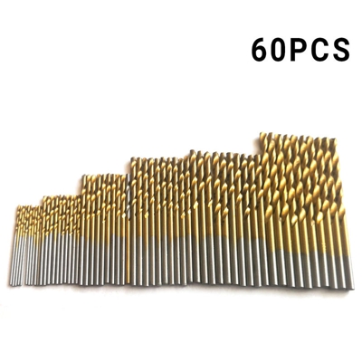 Punta elicoidale a gambo diritto, punta in acciaio ad alta velocita, 60 pezzi placcati in titanio - ASUPERMALL