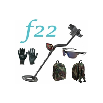 Metal detector fisher f22 piastra 9? new + zaino imbottito + occhiali + guanti