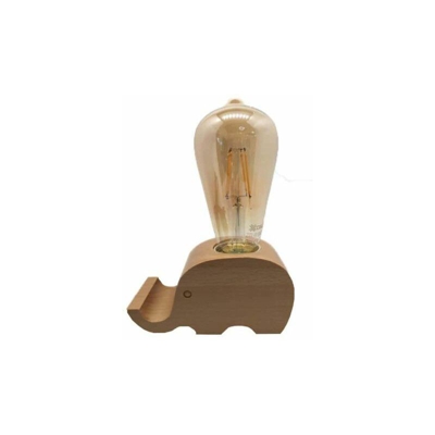 Xxcell - Lampada da comodino in legno Forma elefante - 4W - E27