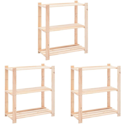 Scaffali a 3 Livelli 3 pz 80x38x90 cm Massello Pino 150 kg - VIDAXL en oferta