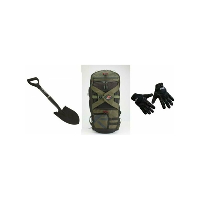 Xplorer zaino xp backpack 280 per uso metal detector + pala all black + guanti