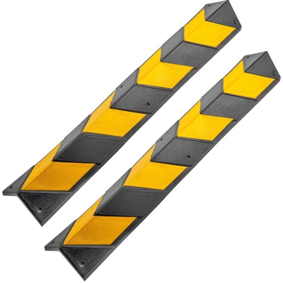 PrimeMatik - Paraspigoli angolari 80cm riflettenti in gomma colore nero e giallo 2-pack