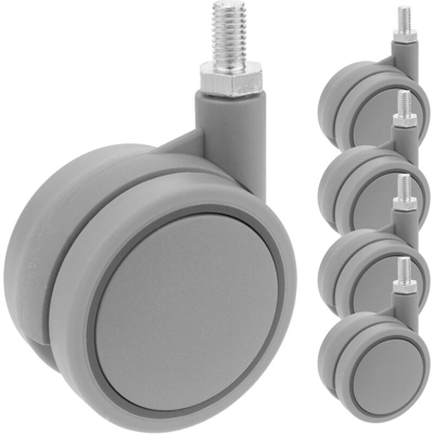 PrimeMatik - Rotelle pivotanti ruote di nylon e polipropilene senza freno 60 mm M8 5 pack