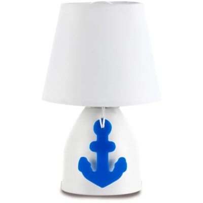 ONLI - Lampada da tavolo bianca con ancora blu