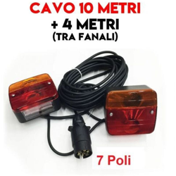 Kit Fanali Posteriore Per Rimorchio Carrelli Roulotte Trattore 10 + 4 Mt - MARCA en oferta