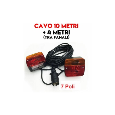 Kit Fanali Posteriore Per Rimorchio Carrelli Roulotte Trattore 10 + 4 Mt - MARCA