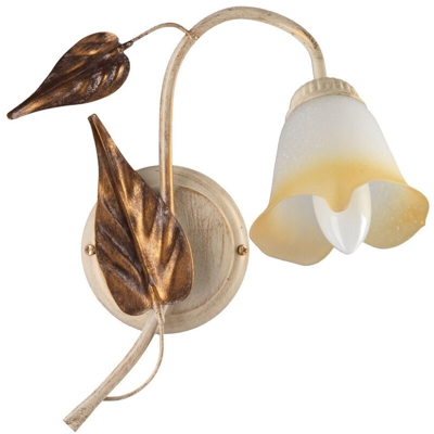 ONLI - Applique in metallo avorio spennellato oro e foglie color bronzo. 1 luce