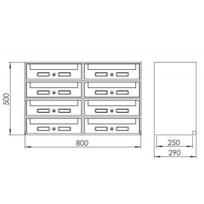 Casellario postale alluminio SC5 8 posti alluminio silver da 8 posti - SILMEC
