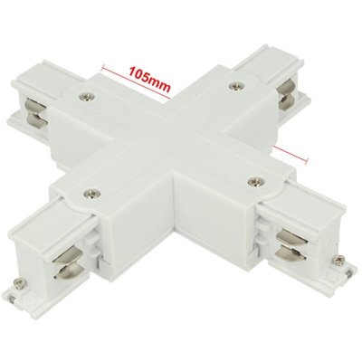 LEDLUX CB40144 Connettore Giunto Forma X Colore Bianco Per Barra Sistema Binario Trifase CB40103