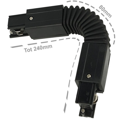 LEDLUX CB40255 Connettore Giunto Curvabile Forma L Colore Nero Per Barra Sistema Binario Trifase CB40203