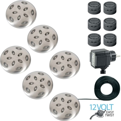 Luci LED Interrate da Giardino Thalos 6 pz 12 V Argento 87665 - Luxform