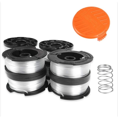 8 pezzi di bobine di filo Sostituire la corda di paglia nera + Decker AF-100, filo di nylon diametro del filo 9 m ⌀ 1,6 mm con copri bobina e molla