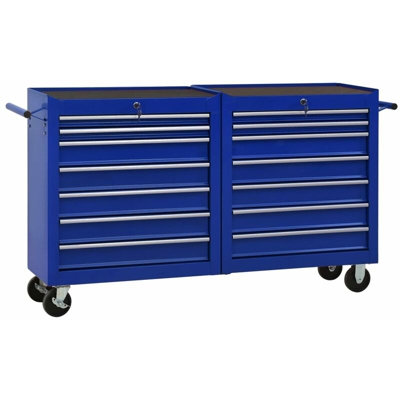 Vidaxl - Carrello Portautensili con 14 Cassetti in Acciaio Blu