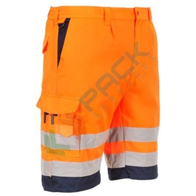 Pantaloni corti ad alta visibilita' arancio/navy, misura l - Portwest