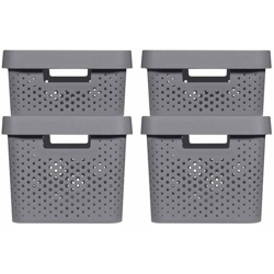 Set Contenitori con Coperchio Infinity 4 pz 11L+17L Antracite - Curver en oferta