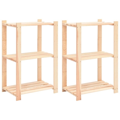 Scaffali a 3 Livelli 2 pz 60x38x90 cm in Massello Pino 150 kg - VIDAXL
