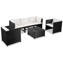 Set Divani Da Giardino 18 Pz Polyrattan Nero E Bianco Crema características